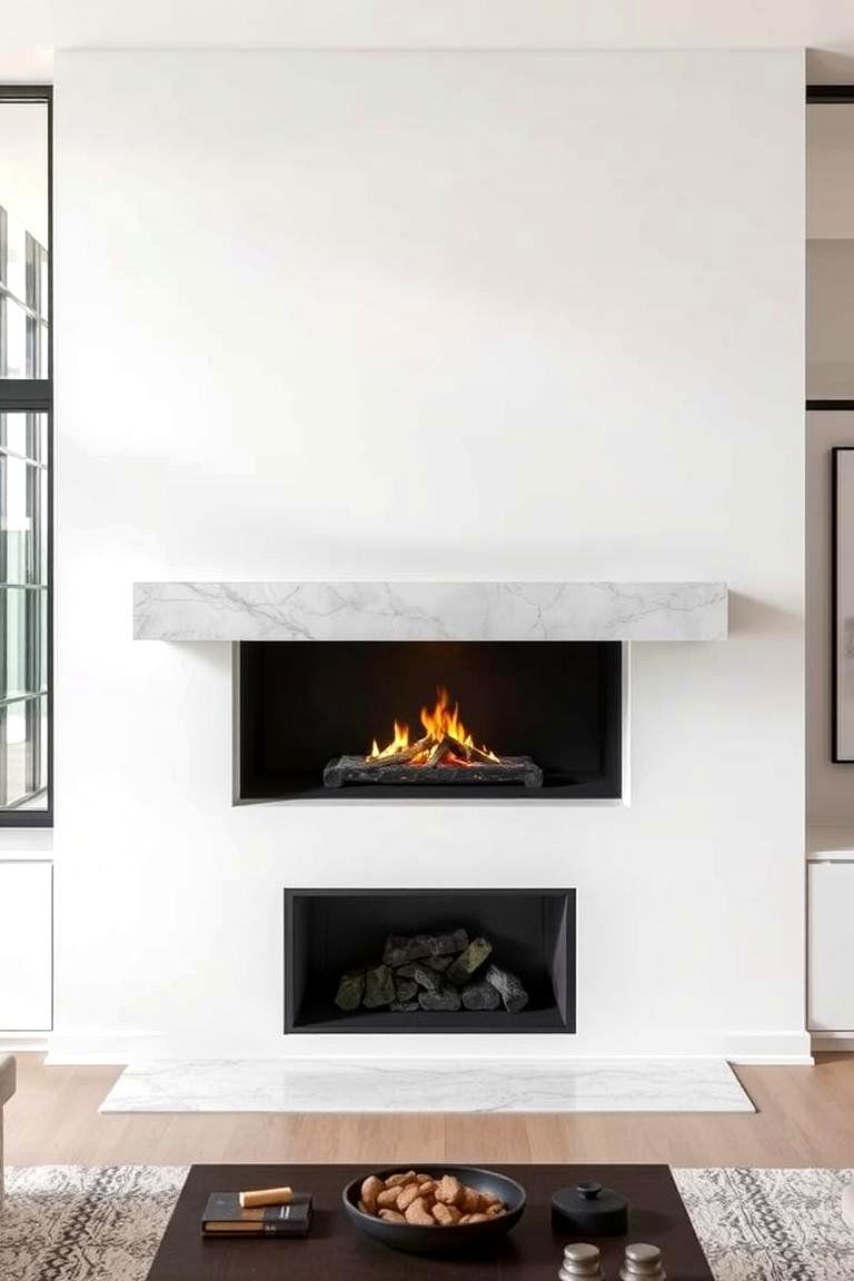 Floating Marble Fireplace Mantel - 24 Marble Fireplace Ideas