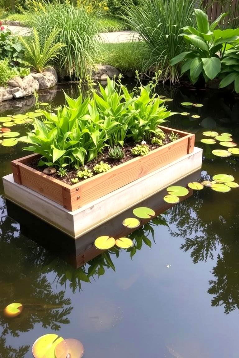 Floating Raised Garden Bed Pond or Water Feature - 24 Raised Garden Bed Ideas