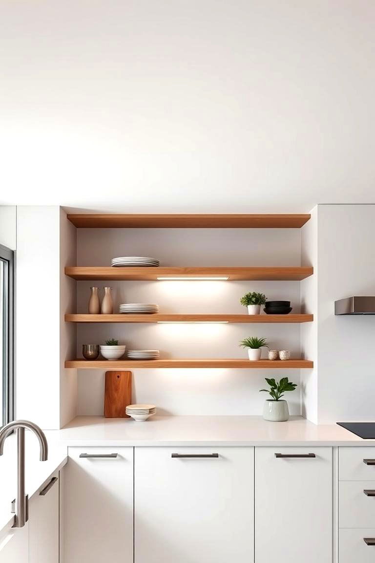 Floating Shelf Accent Soffit - 24 Kitchen Soffit Ideas