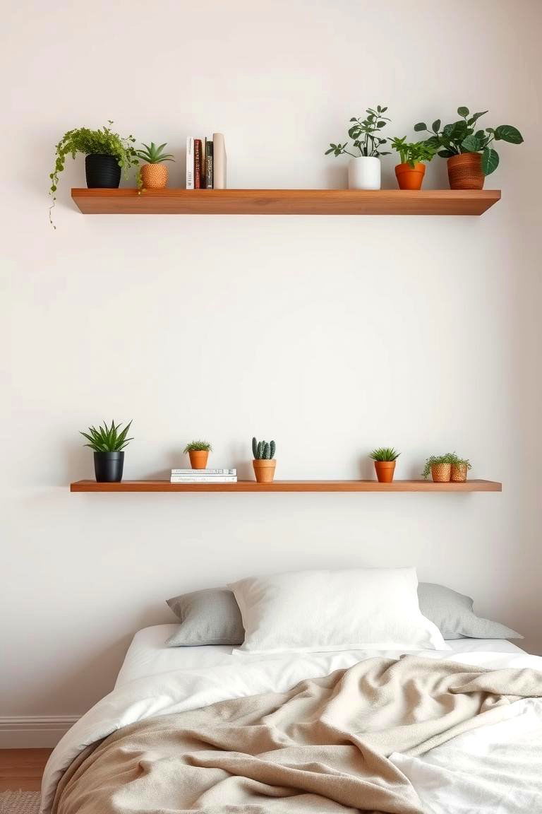 Floating Shelf Design - 24 No Headboard Ideas