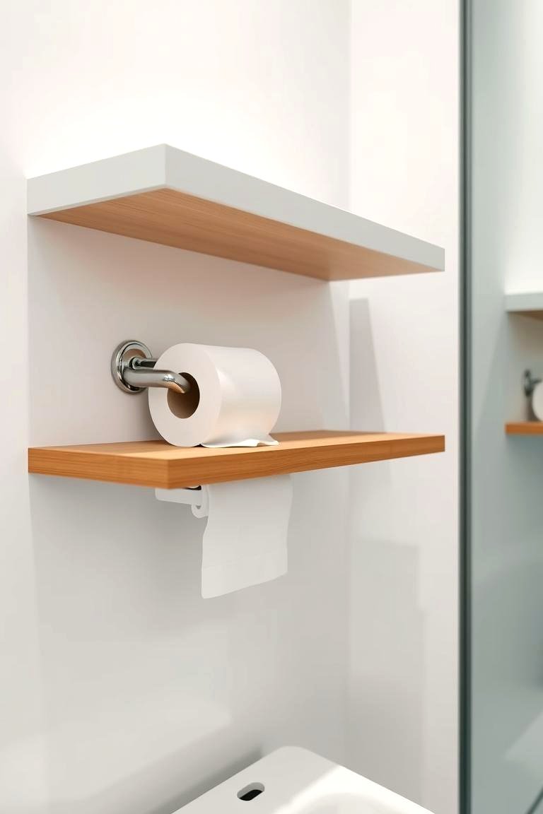Floating Shelf Display - 24 Toilet Paper Storage Ideas