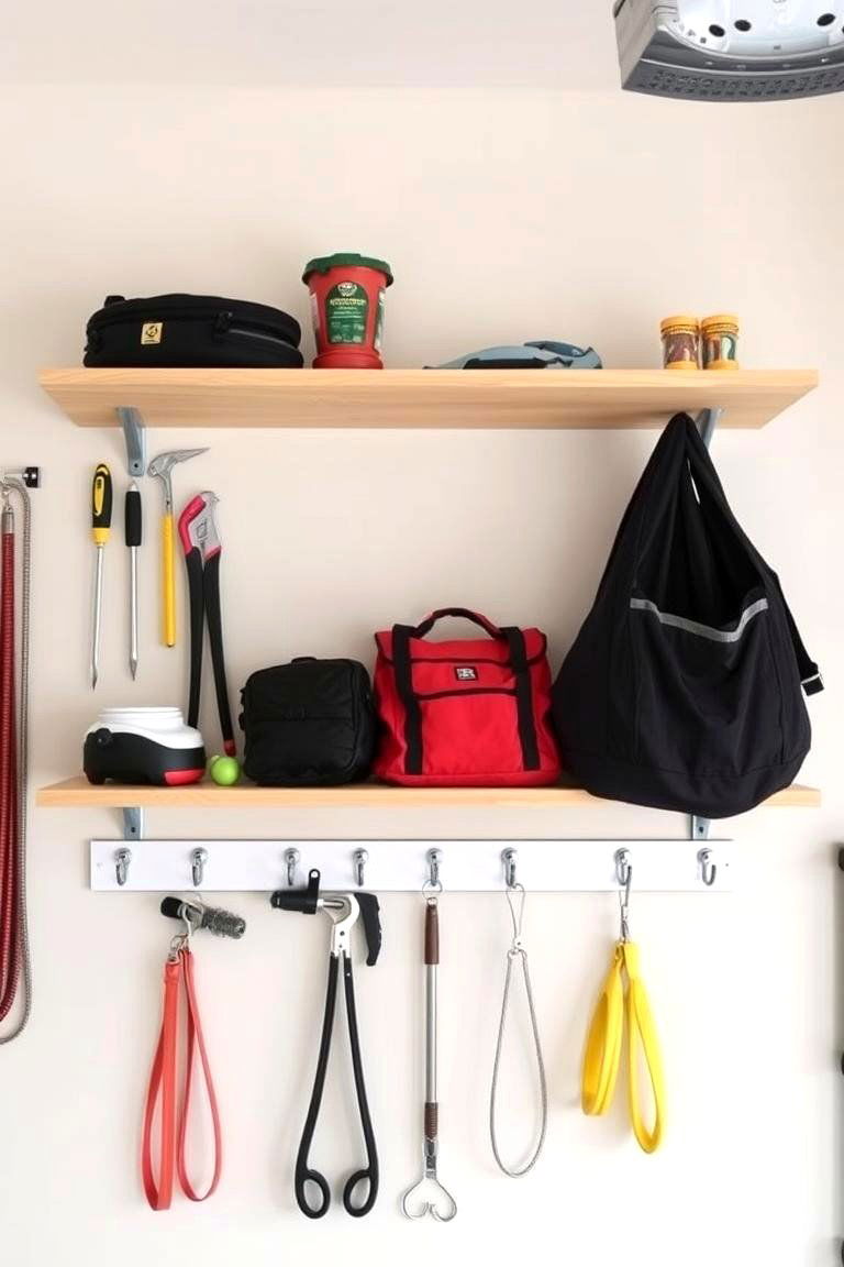 Floating Shelf with Built In Hooks - 24 Garage Shelving Ideas