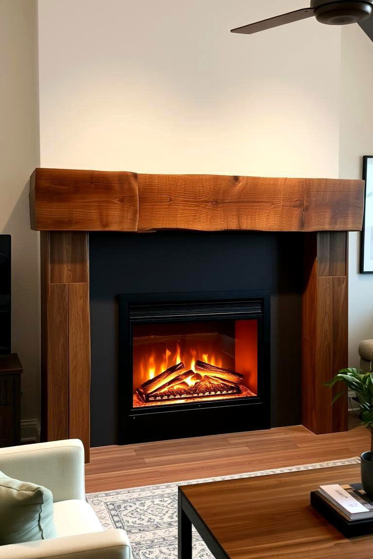 Floating Shelf with Fireplace LED Lights - 24 Faux Fireplace Ideas