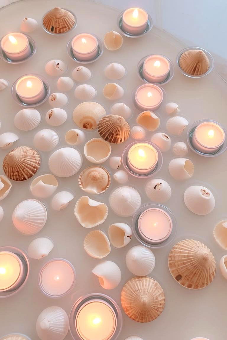 Floating Shells for a Beach Inspired Look - 24 Floating Wedding Centerpiece Ideas