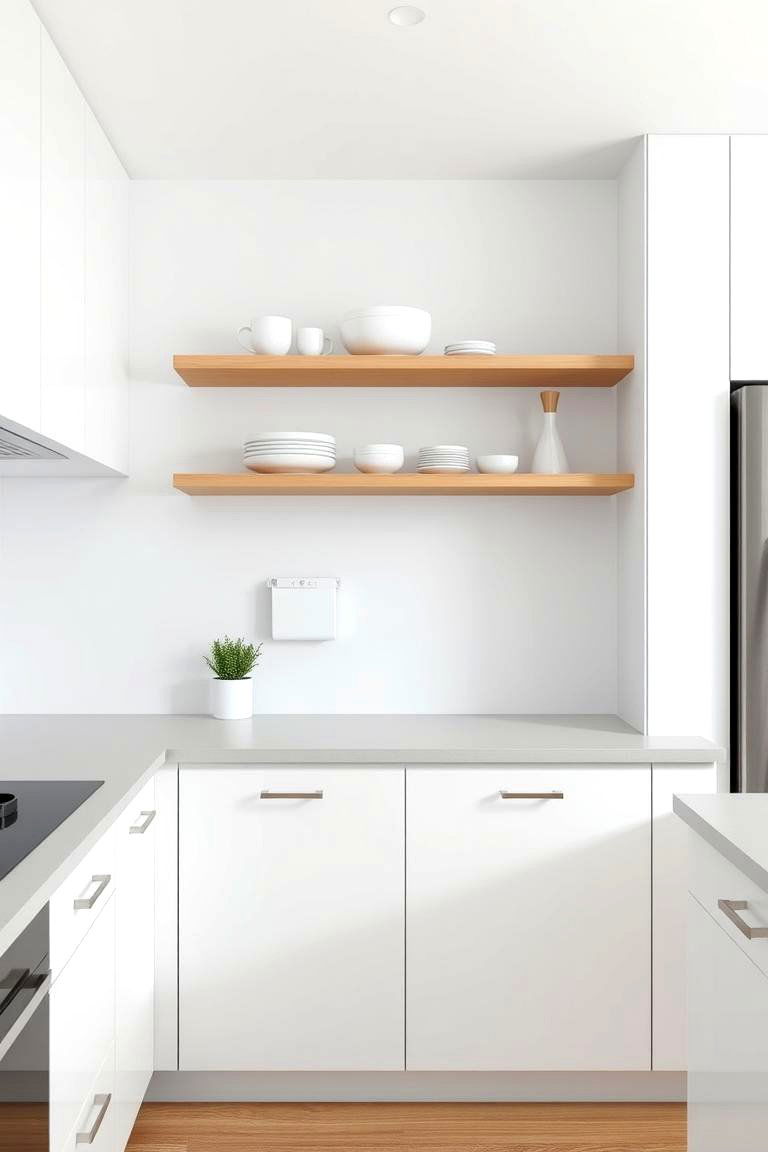 Floating Shelves - 24 Grey and White Kitchen Ideas