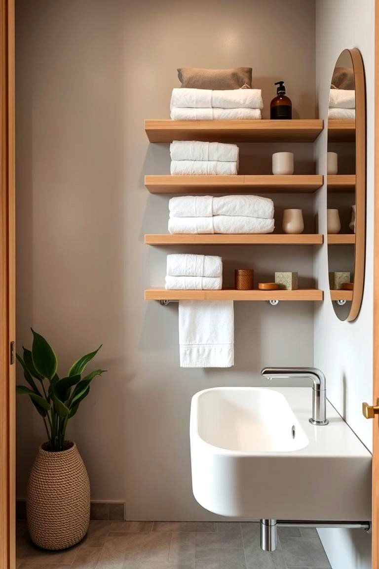 Floating Shelves - 24 Japandi Bathroom Ideas