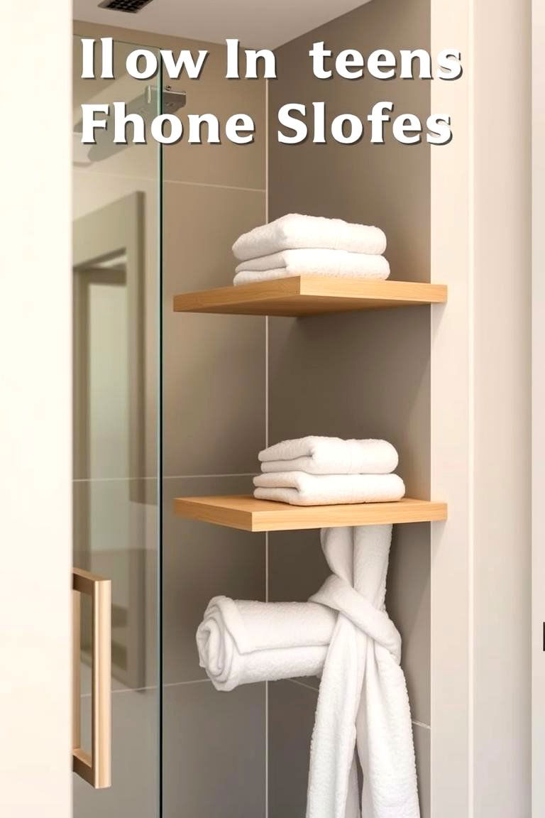Floating Shelves Outside the Shower - 24 Shower Storage Ideas