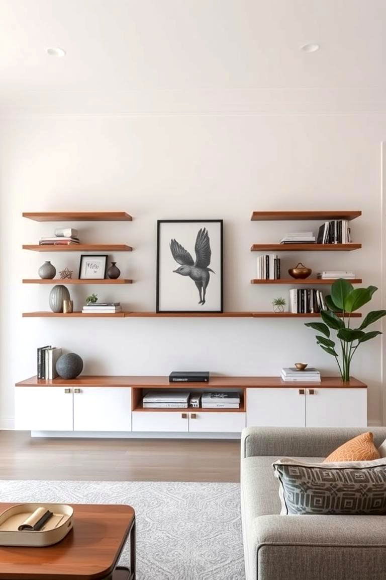 Floating Shelves and Storage - 24 Transitional Living Room Ideas