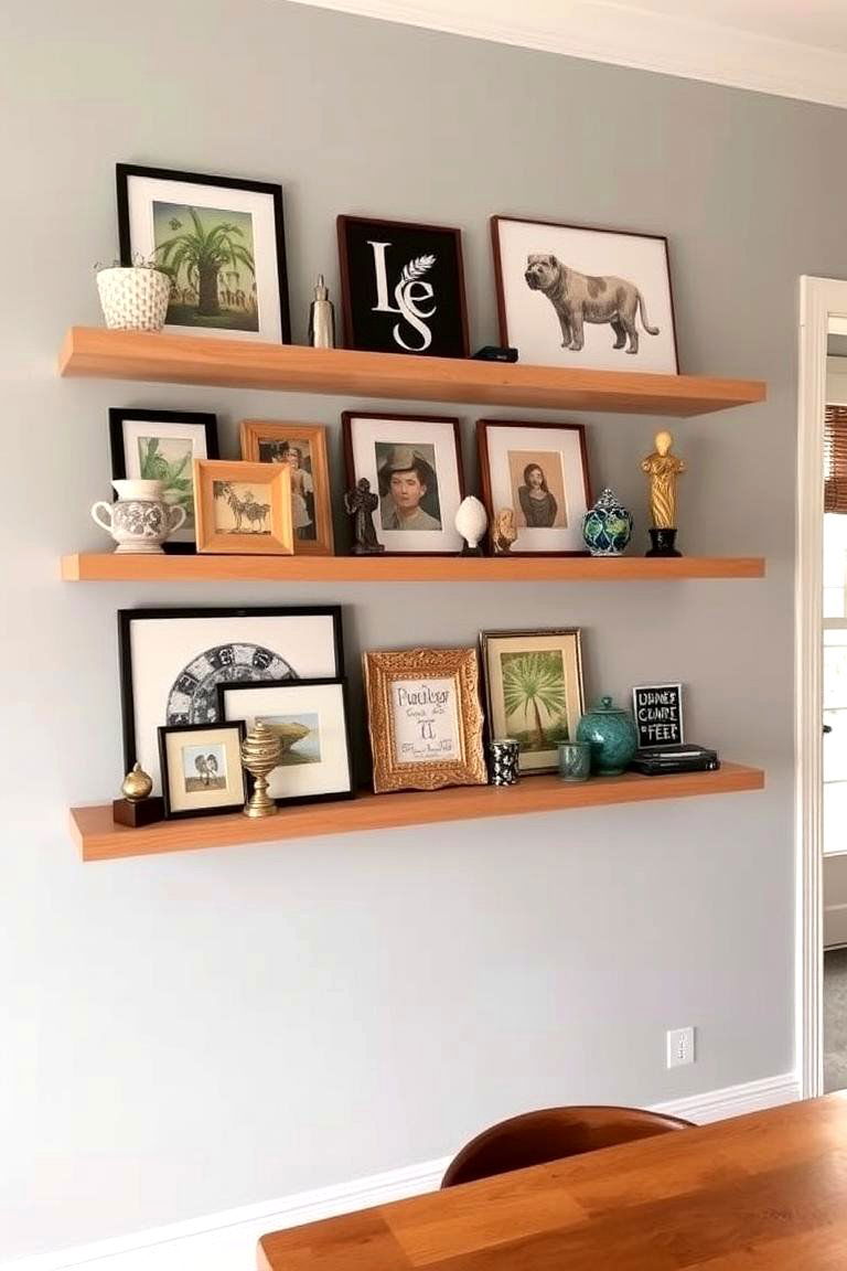 Floating Shelves for Art and Collectibles - 24 Eclectic Dining Room Ideas