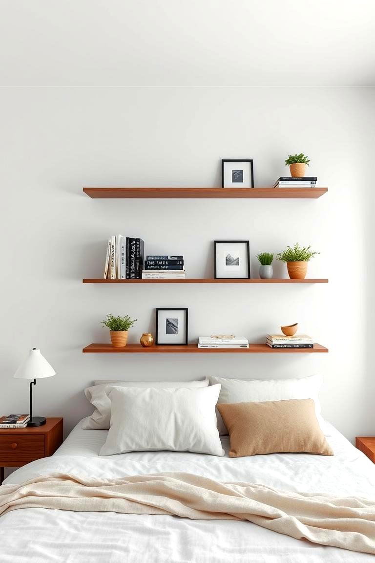 Floating Shelves for Books and Decor - 24 Bedroom Wall Decor Ideas