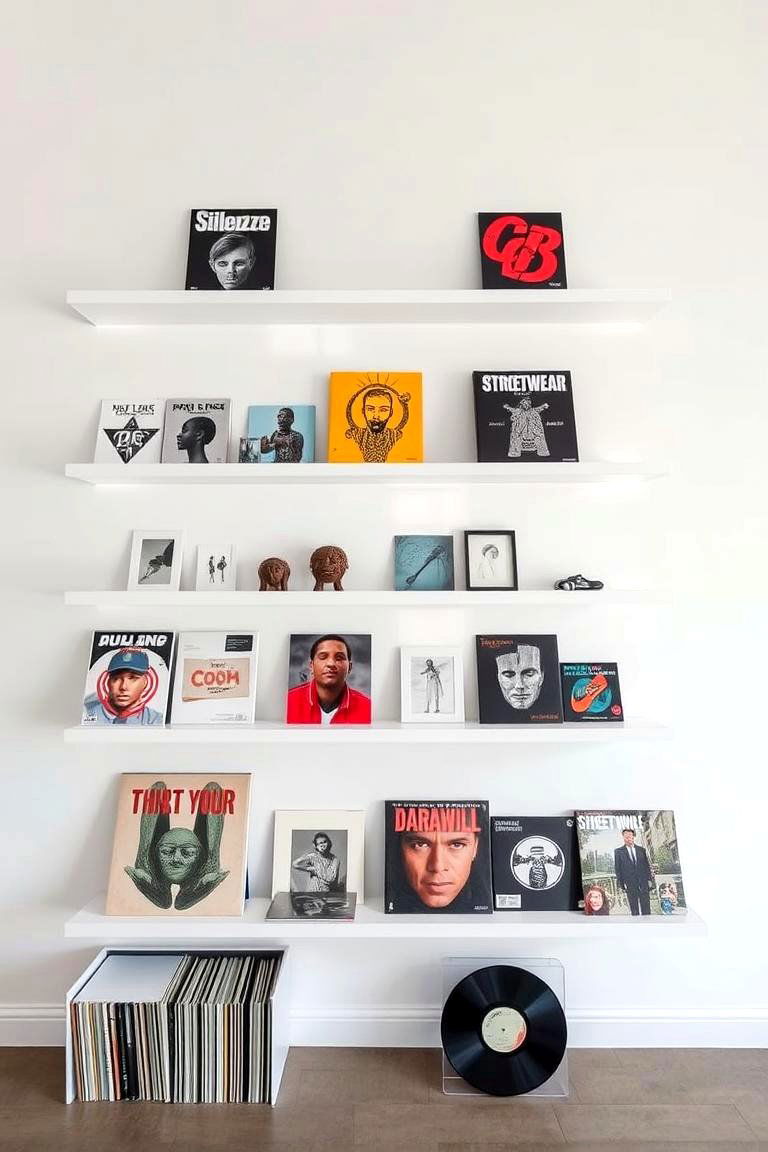 Floating Shelves for Collectibles - 24 Hypebeast Room Decor Ideas