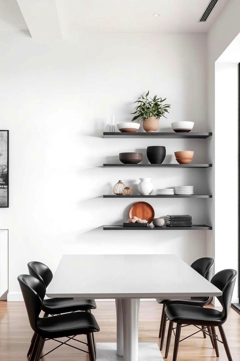 Floating Shelves for Decorative Items - 24 Dining Room Wall Decor Ideas