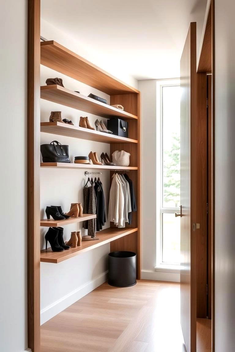 Floating Shelves for Easy Storage - 24 Entry Closet Ideas