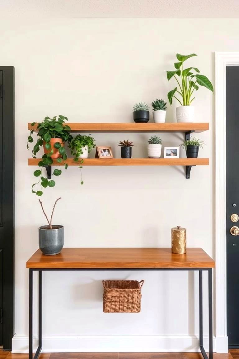 Floating Shelves for Extra Storage - 24 entryway table decor ideas