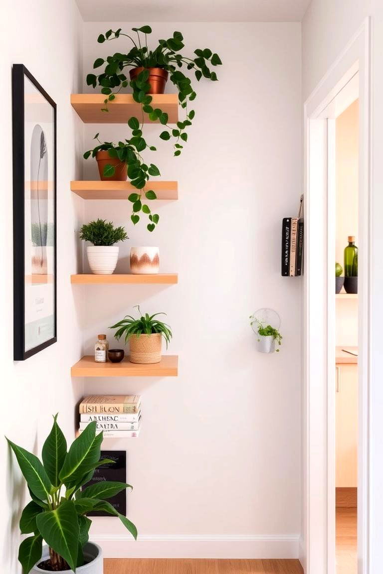 Floating Shelves for Practical Storage - 24 Narrow Hallway Ideas