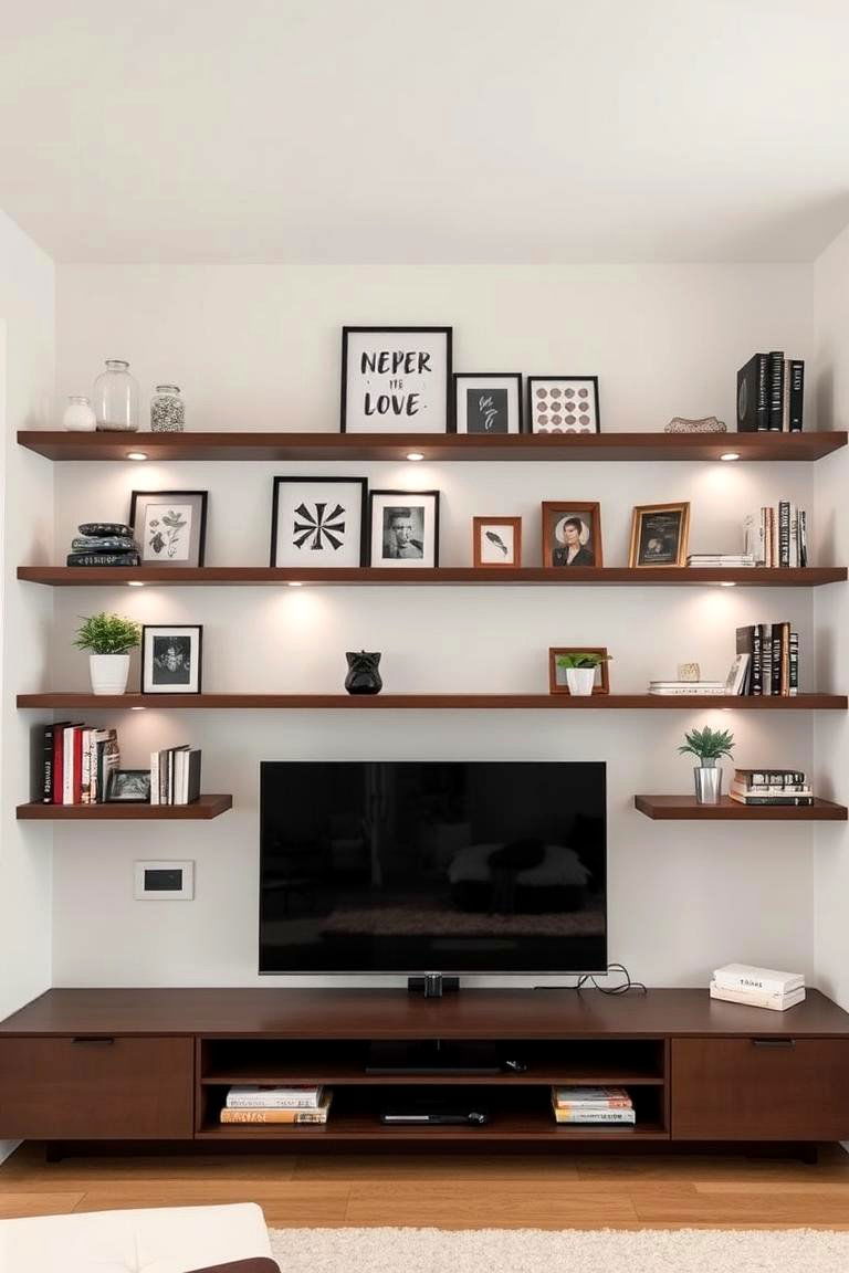 Floating Shelves for TV and Decor - 24 Small Living Room Ideas With Tv