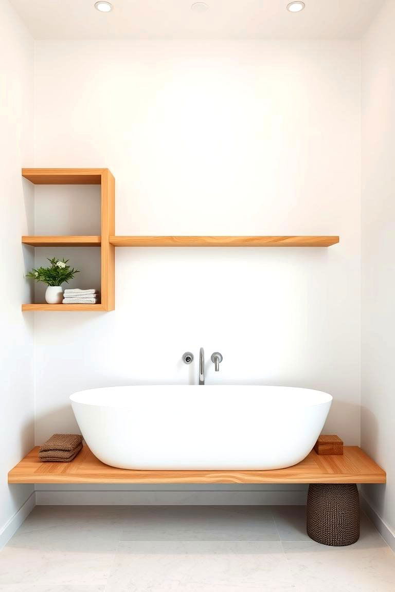 Floating Shelves for a Minimalist Touch - 24 Cozy Bathroom Ideas