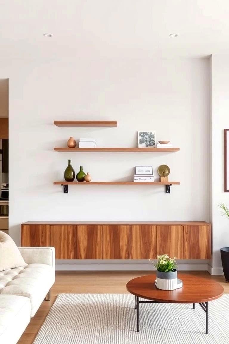 Floating Shelves for a Modern Look - 24 Minimalist Living Room Ideas