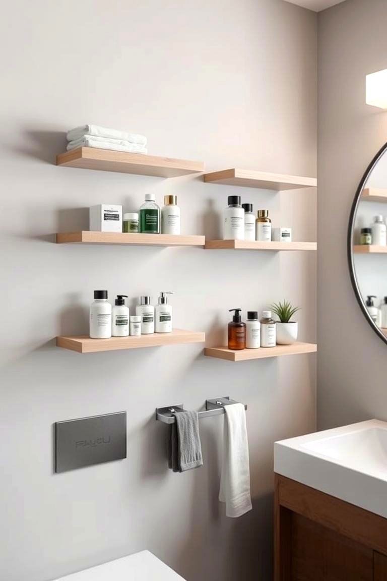 Floating Shelves for a Modern Look - 24 Bathroom Closet Ideas