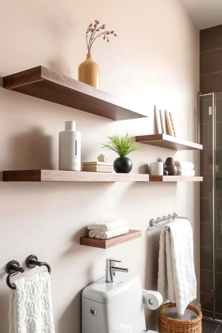 Floating Shelves for a Modern Storage Solution - 24 Aesthetic Bathroom Ideas