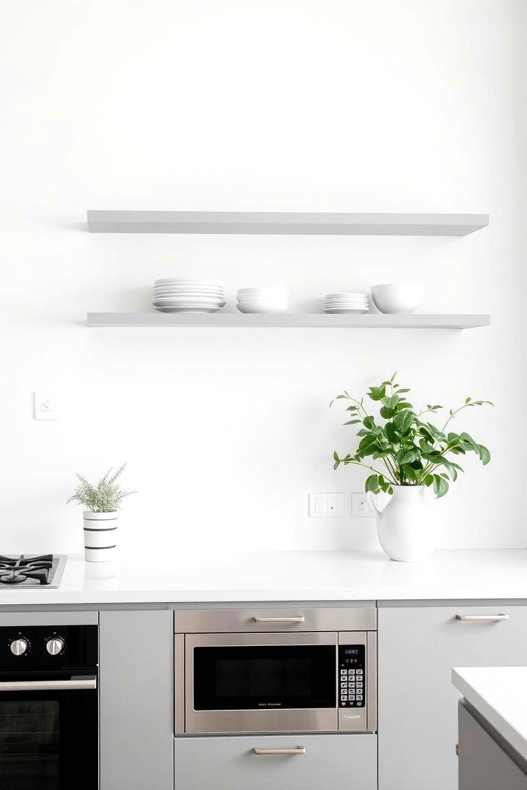 Floating Shelves in a Chic Grey Hue Practicality - 24 Grey and White Kitchen Designs
