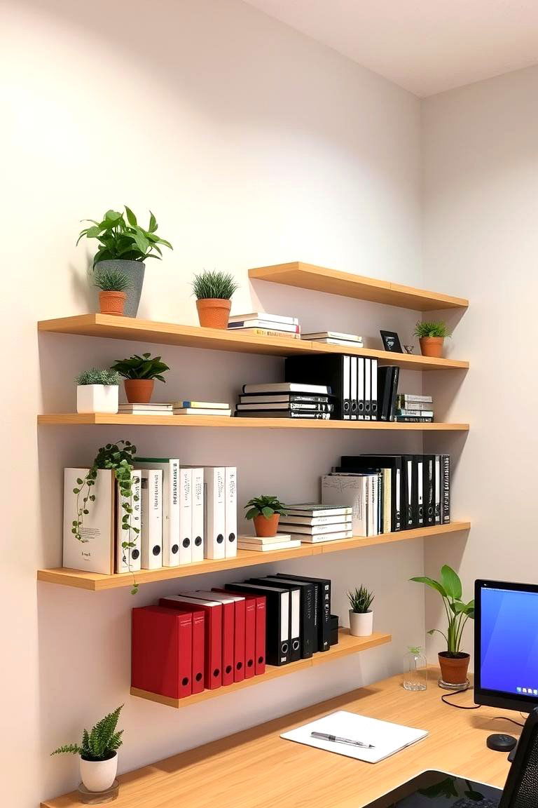 Floating Shelves in the Office for Organizing - 24 Floating Shelves Ideas