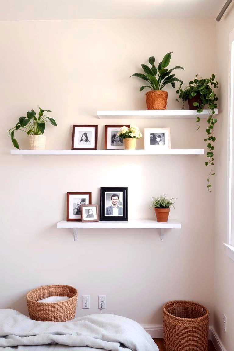 Floating Shelves on Walls - 24 small bedroom storage ideas