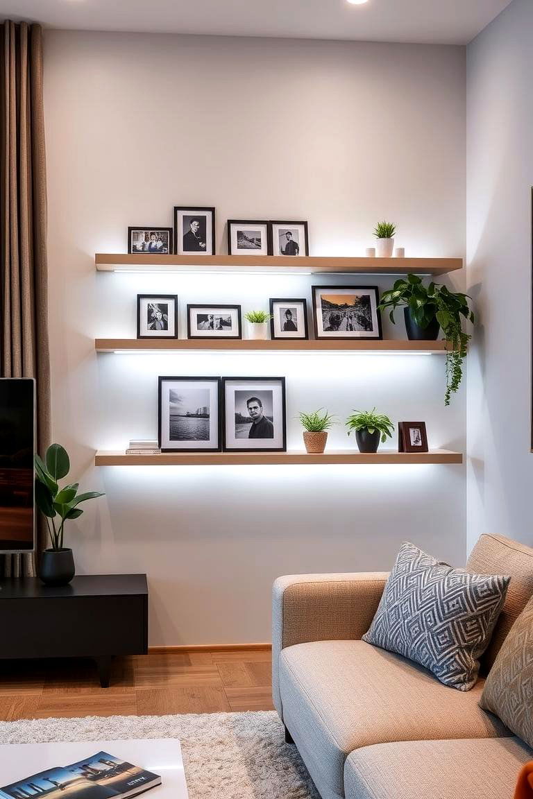 Floating Shelves with Built in Lighting - 24 Floating Shelves Ideas