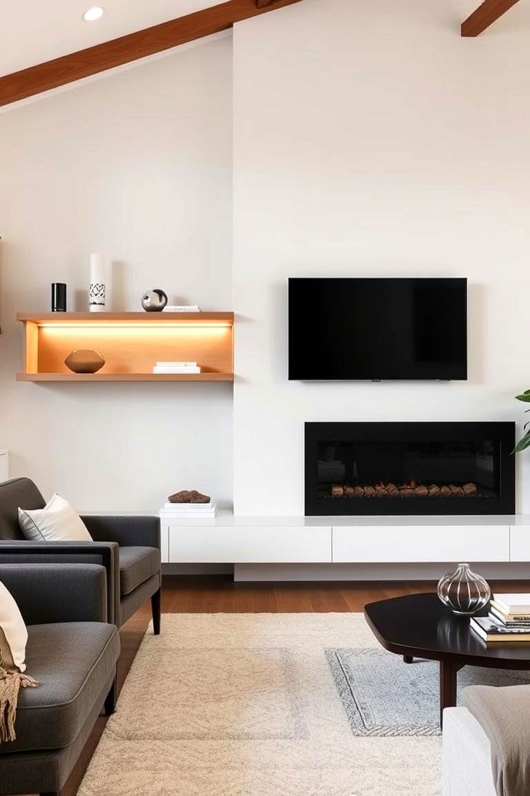 Floating Shelves with Built in Storage - 24 Fireplace Floating Shelves Design Ideas