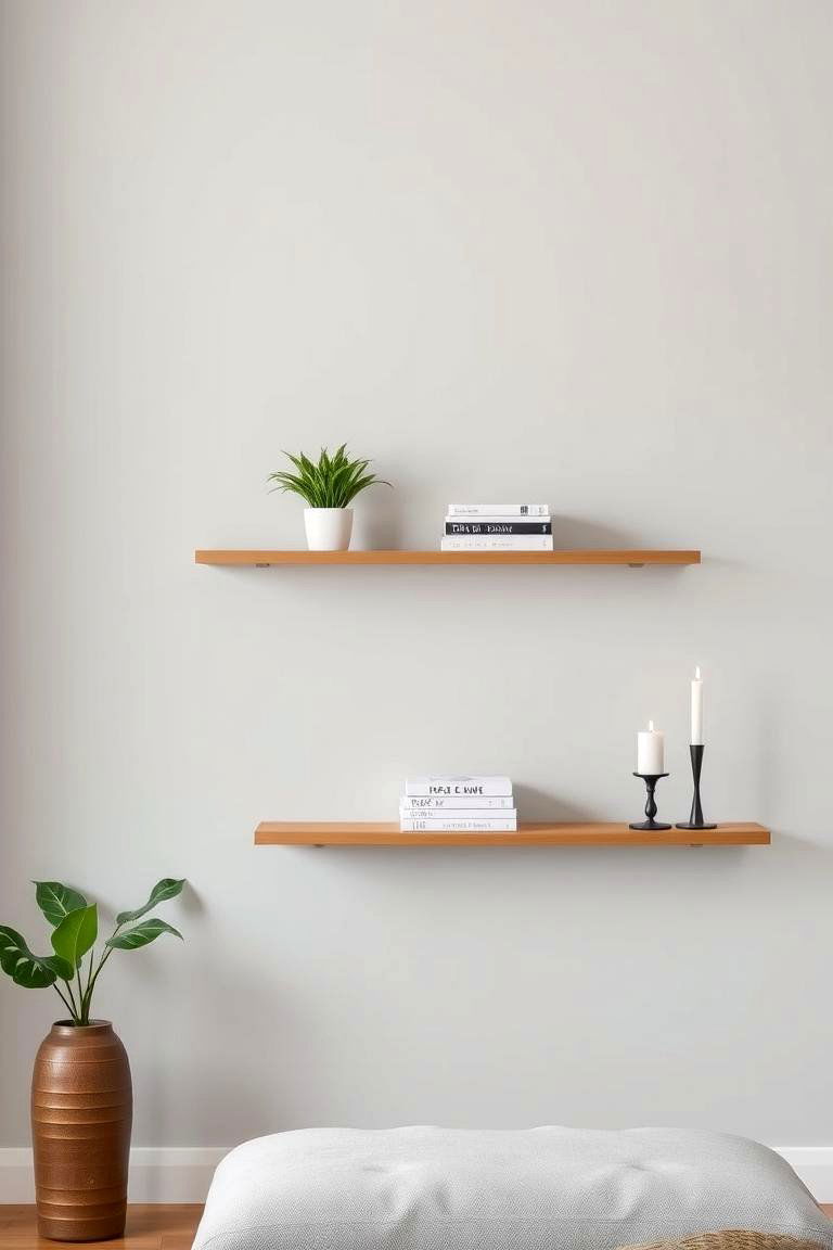 Floating Shelves with Decor - 24 living room wall decor ideas