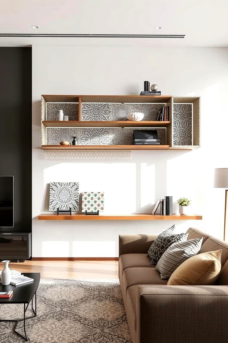Floating Shelves with Decorative Patterns - 24 Floating Shelves Ideas