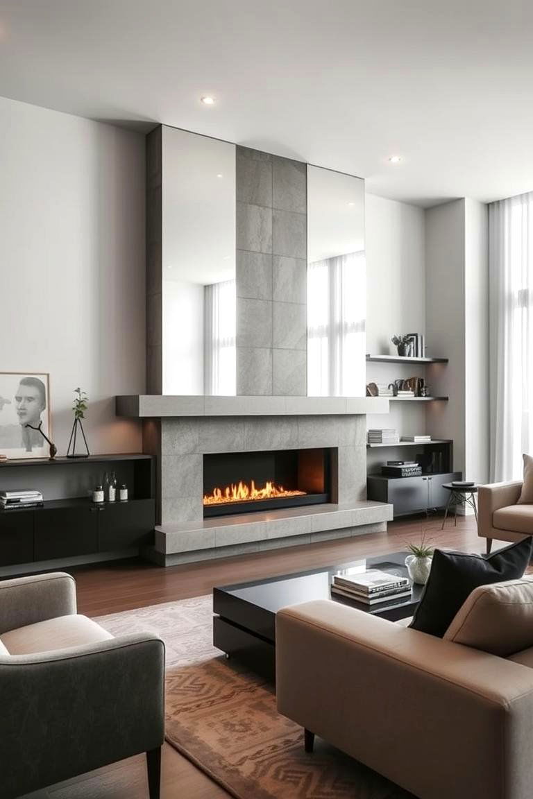 Floating Shelves with Mirrors - 24 Fireplace Floating Shelves Design Ideas