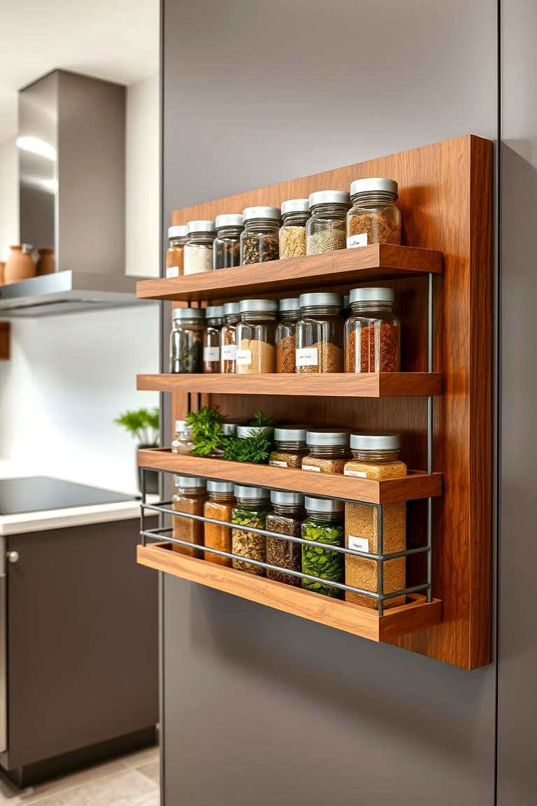 Floating Spice Racks - 24 Kitchen Wall Decor Ideas