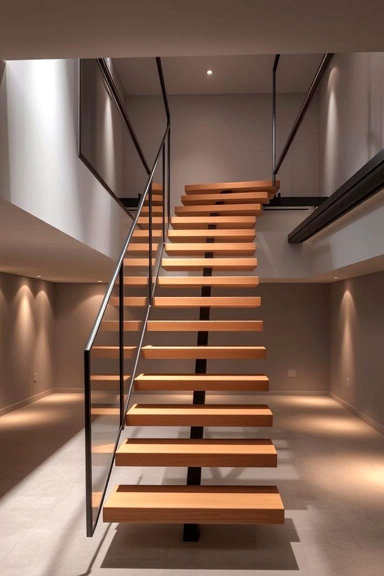 Floating Staircase Design - 24 Basement Stair Ideas