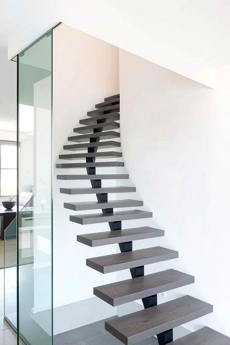 Floating Stairs with a Glass Wall - 24 Staircase Wall Ideas