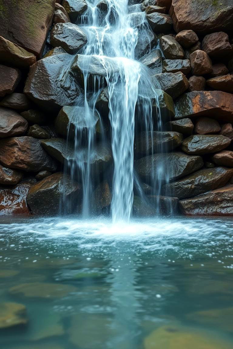 Floating Stone Waterfall - 24 Small Pool Waterfall Ideas