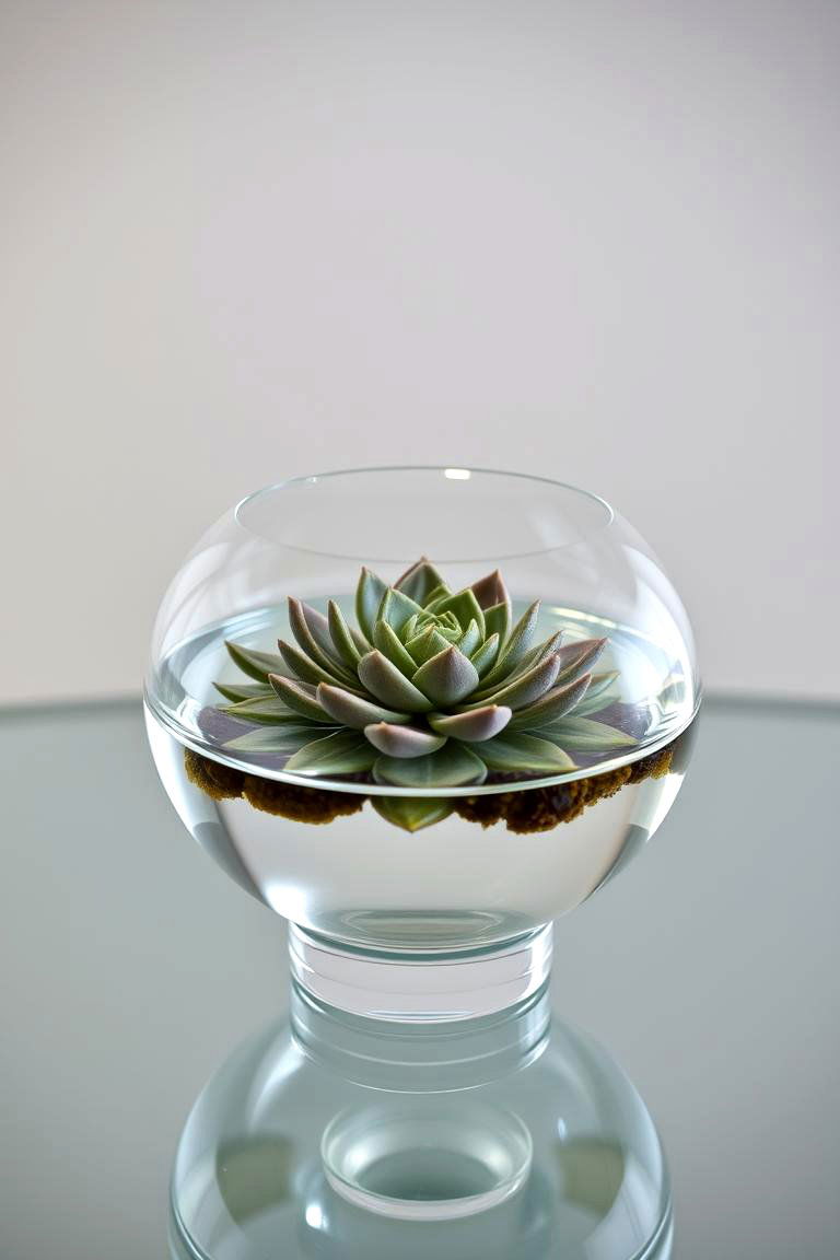Floating Succulents in Glass Bowls - 24 Floating Wedding Centerpiece Ideas