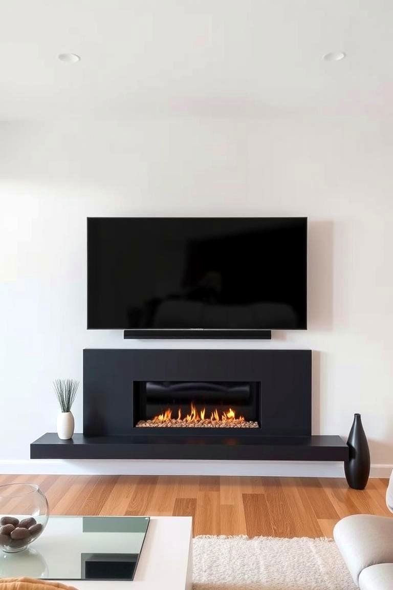 Floating TV and Fireplace Combo - 24 Tv Over Fireplace Ideas