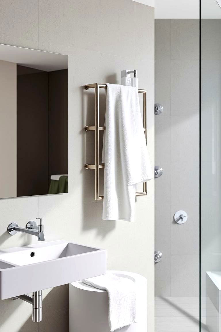 Floating Towel Rack - 24 Bathroom Towel Rack Ideas