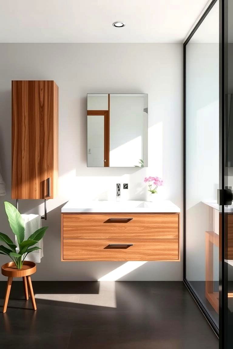 Floating Vanities - 24 Mid-century Modern Bathroom Ideas