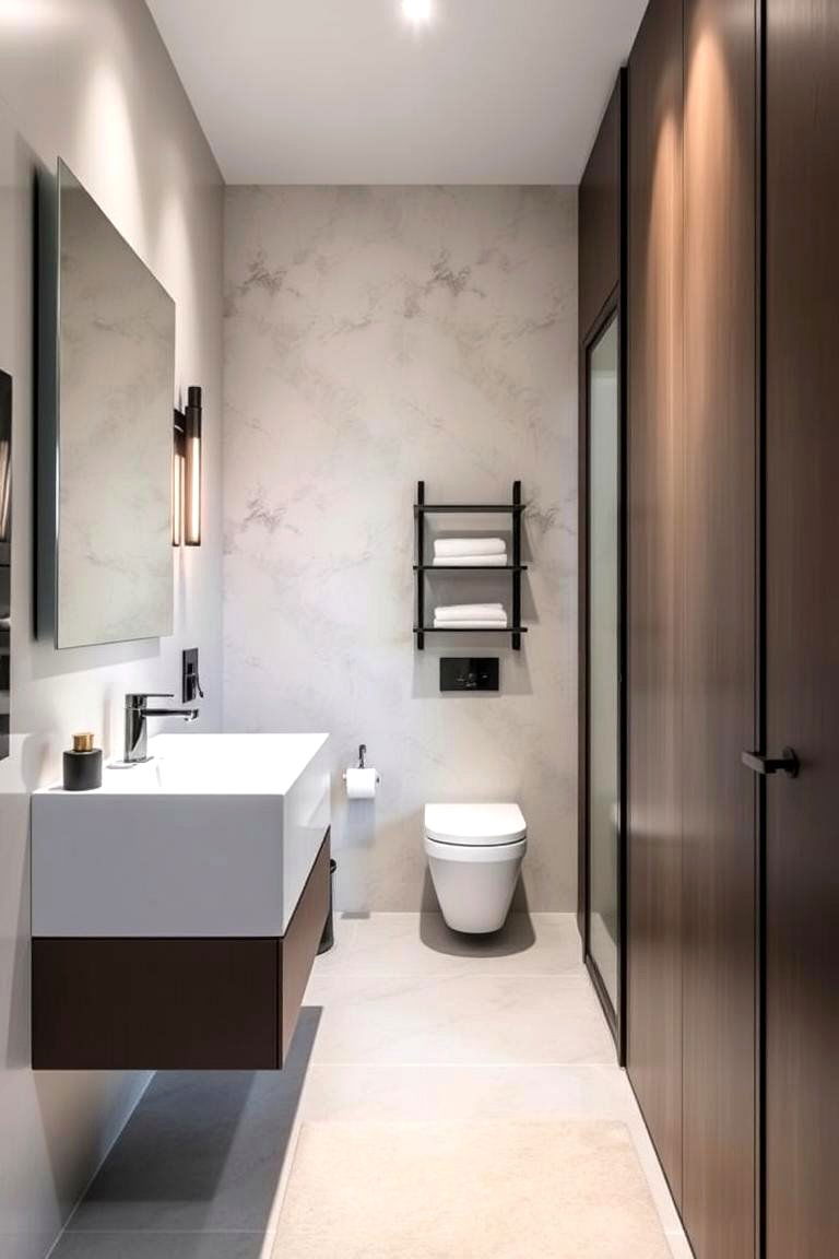 Floating Vanities for Modern Flair - 24 Hallway Bathroom Ideas