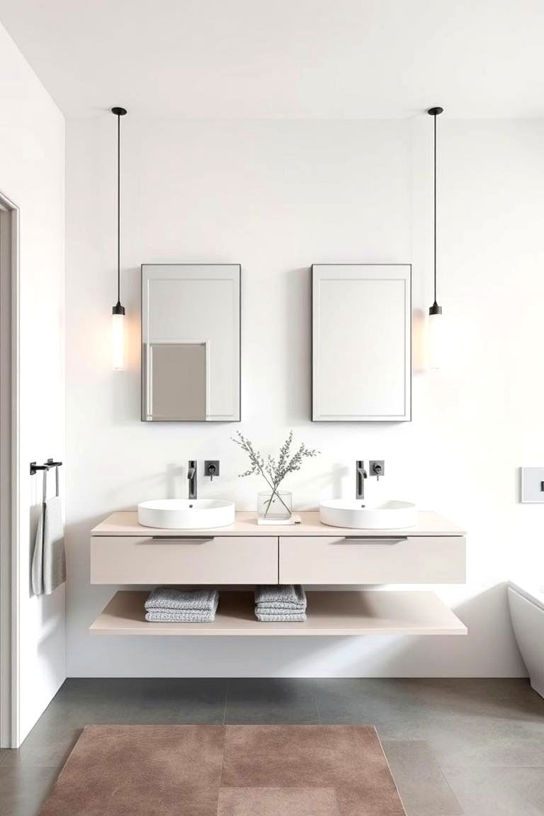 Floating Vanity Designs - 24 Double Vanity Bathroom Ideas