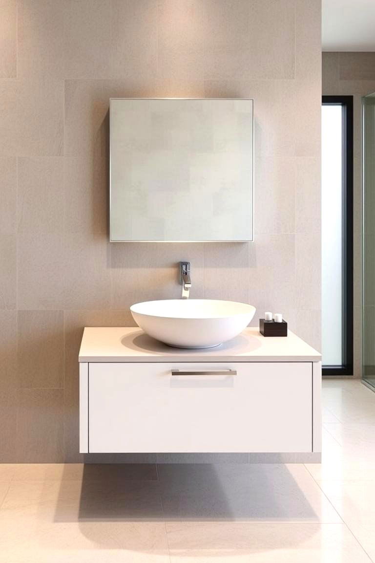 Floating Vanity with Vessel Sink - 24 Floating Vanity Bathroom Ideas
