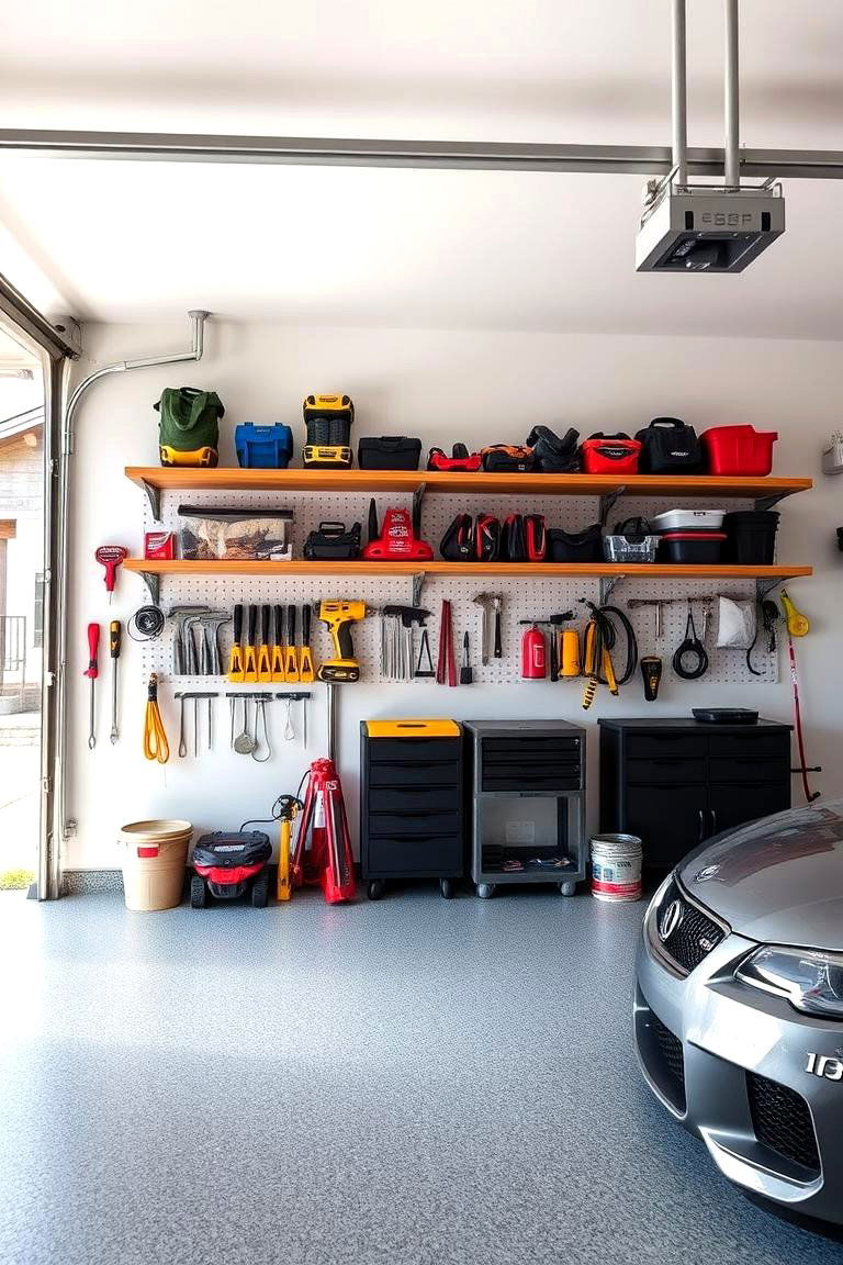 Floating Wall Shelves for Maximal Floor Space - 24 Garage Shelving Ideas