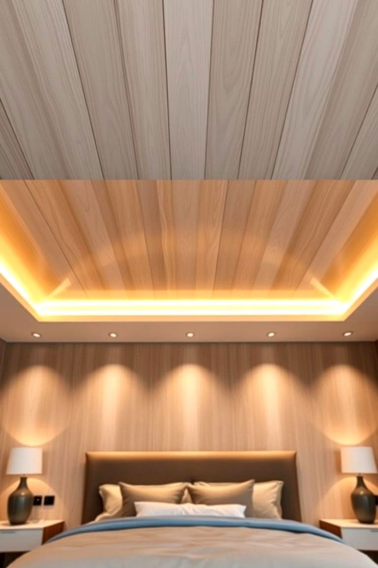 Floating Wood Plank Ceiling with Backlighting - 24 Wood Plank Ceiling Ideas