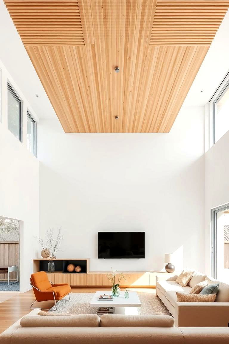 Floating Wood Slat Panels - 24 Wood Slat Ceiling Ideas