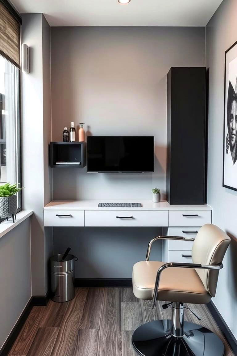 Floating Workstations for More Space - 24 Small Salon Interior Design Ideas