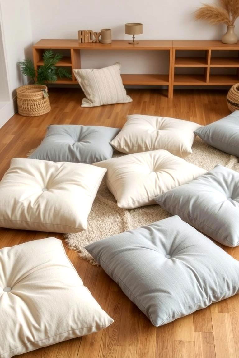 Floor Cushions for Flexible Relaxation - 24 Zen Living Room Ideas