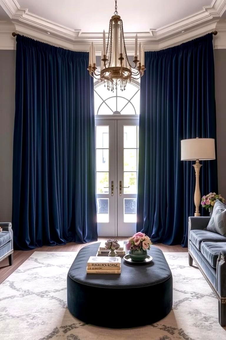 Floor Length Velvet Curtains for Drama - 24 French Door Curtain Ideas