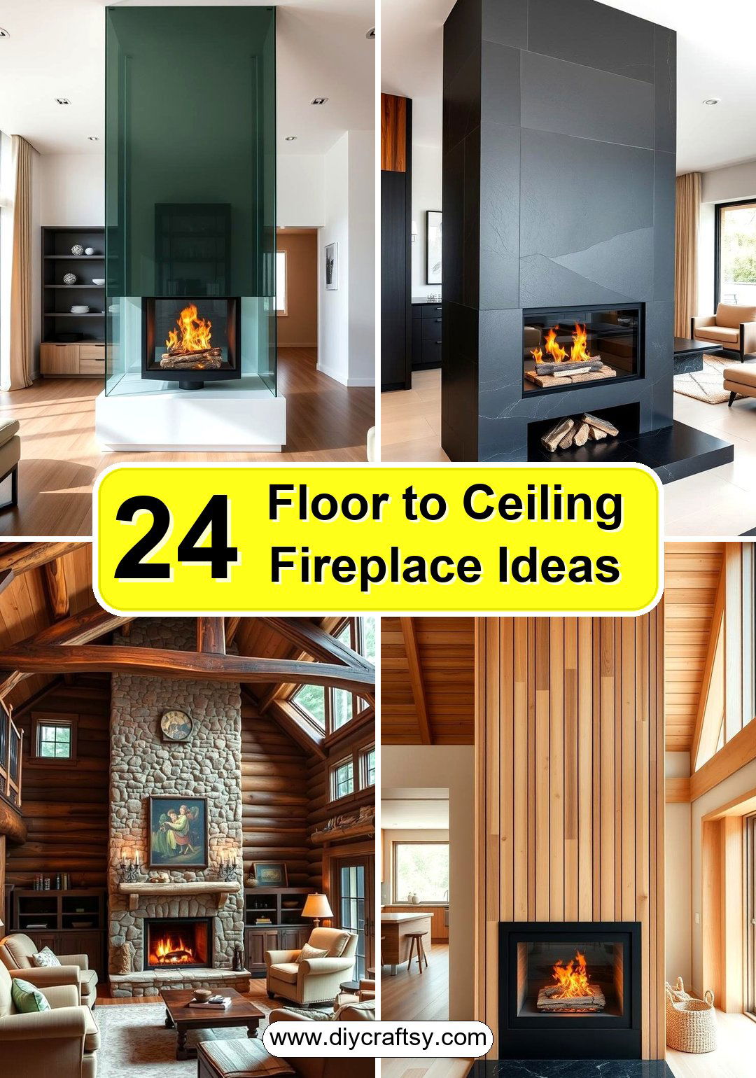 Floor to Ceiling Fireplace Ideas